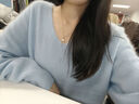 【京東直采】| V領(lǐng)26新款羊毛衫女無(wú)縫羊絨羊毛拉絨百搭秋冬毛衣 淺蘭 均碼 曬單實(shí)拍圖