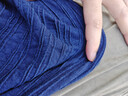 馬登工裝 美式復古針織提花波浪紋T恤肌理感咔嘰寬松短袖體恤男夏 牛仔藍 L 曬單實(shí)拍圖
