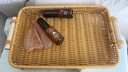 靜閑居零食盤(pán)托盤(pán)水果籃面包托盤(pán)茶點(diǎn)藤編籃編制盤(pán)藤編收納筐火鍋配菜盤(pán) 仿藤編帶把手托盤(pán)【大號】 曬單實(shí)拍圖