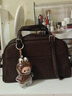 裘真植鞣頭層羊皮悠悠保齡球包女復古休閑大容量手提單肩包 咖啡色肩帶款-羊皮 預售30天 曬單實(shí)拍圖