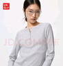 優(yōu)衣庫女裝羅紋亨利領(lǐng)T恤/長(cháng)袖修身短款內搭打底25新款479591 02 淺灰色 XL /165/92A 曬單實(shí)拍圖