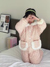 G.DUCKKIDS小黃鴨女童睡衣秋冬兒童三層加厚棉衣棉褲中小童寶寶家居服套裝 粉色小花 120 cm 曬單實(shí)拍圖