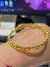 中國珠寶蹦迪金珠黃金手鐲女足金三圈疊戴手鏈新年生日紀念禮物送女友老婆 足金蹦迪手鐲+品牌禮盒 金重約5.9g 曬單實(shí)拍圖