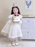 G.DUCKKIDS公主裙女童禮服春秋兒童連衣裙高端輕奢生日禮物女孩婚紗走秀衣服 米色 100 適合90-100cm年齡3-4歲 曬單實(shí)拍圖