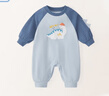 JELLYBABY[7A抗菌]嬰兒連體衣春秋男寶寶可愛(ài)秋裝哈衣一歲寶寶衣服幼兒爬服 藍色 73cm CM 曬單實(shí)拍圖