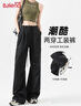 班尼路（Baleno）美式潮牌魔術(shù)貼工裝褲女酷颯風(fēng)2025新款高腰秋冬季旅行闊腿褲子女 曬單實(shí)拍圖