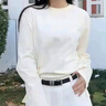 真維斯（JEANSWEST）白色長袖t恤女2025新款港風(fēng)秋冬打底衫內(nèi)搭可外穿小個子純棉上衣 曬單實拍圖
