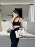 CharisKitty包包女款2025年手提包女真皮單肩包媽媽通勤斜挎包七夕情人節禮物 米白色 曬單實(shí)拍圖