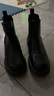 ZHR短靴女復古褶皺粗跟切爾西靴子女加絨彈力馬丁靴女 JF86A 黑色 38 曬單實(shí)拍圖