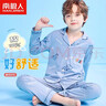 南極人兒童睡衣春夏長(cháng)袖長(cháng)褲男童翻領(lǐng)家居服套裝寶寶睡衣 藍色小車(chē) 160 曬單實(shí)拍圖