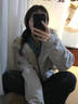 圣保美羽絨棉服女冬季連帽工裝外套2025新款加厚短款保暖派克服棉衣棉襖 灰白色 S 碼 曬單實拍圖