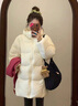 鹿王戀雪云朵泡芙羽絨棉服女冬季2025年新款中長(cháng)款小個(gè)子加厚保暖棉襖外套 米白色  S 105斤以下 曬單實(shí)拍圖