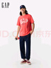 GAP男女裝春季款純棉印花logo圓領(lǐng)短袖T恤藝術(shù)感上衣725626 西瓜紅 XS (165/84A)亞洲尺碼 曬單實(shí)拍圖