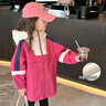 圖圖小象女童外套2026春秋新款加絨加厚兒童連帽風(fēng)衣休閑拼接保暖戶(hù)外上衣 粉色 140 身高約140cm 曬單實(shí)拍圖