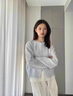 妍莉芬（yanlifen）休閑褲女2025年秋裝新款藍(lán)色毛衣外套女裝秋冬套裝針織衫衣服褲子 三件套 55/60kg/L 曬單實(shí)拍圖