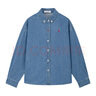 ELLE KIDS女童襯衣秋外穿寬松水洗牛仔刺繡休閑百搭翻領(lǐng)長(zhǎng)袖襯衫上衣 曬單實(shí)拍圖