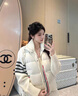 妍莉芬（yanlifen）白色休閑羽絨棉服女2025年冬季新款短款羽棉襖絨服女立領(lǐng)棉衣外套 白色 S 曬單實(shí)拍圖