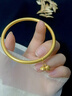 中國黃金（CHINA GOLD）黃金手鐲女足金兩世歡純金古法素圈手鐲生日禮物送女友老婆 54#足金兩世歡手鐲約5.2g 曬單實(shí)拍圖