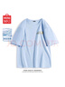 名創(chuàng)優(yōu)品（MINISO）短袖男冰絲夏季男童高級(jí)感降溫休閑寬松半袖高中學(xué)生痞帥百搭T恤 淺藍(lán)(清新折簽胸標(biāo)) XL 180(不起球不掉色) 曬單實(shí)拍圖