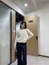 Teenie Weenie【趙露思同款】小熊女綿羊毛四季針織開(kāi)衫25秋新款圓領(lǐng)毛衣 象牙白 S 曬單實(shí)拍圖