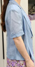 粉藍衣櫥輕奢設計感通勤短袖小西裝女夏裝休閑短外套532W335 月光藍 L 曬單實(shí)拍圖