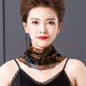 圍脖女薄款春秋防曬桑蠶絲脖子假領(lǐng)子真絲圍巾套頭假領(lǐng)子護頸脖套 黑黃宮廷 曬單實(shí)拍圖