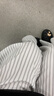 UR2025夏季新款女裝簡(jiǎn)約條紋肌理感系帶闊腿褲UWJ650023 本白條紋 S 曬單實(shí)拍圖