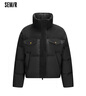 森馬（Semir）羽絨服女冬90絨子防潑水拼接牛仔oversize立領(lǐng)面包服103724113001 曬單實(shí)拍圖