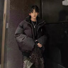 軒森圖（XUANSENTU）美式黑色羽絨棉服男款冬季加厚滿(mǎn)天星外套歐美高街情侶面包服棉襖 MY05黑色 2XL 曬單實(shí)拍圖