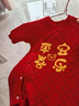 嬰兒連體衣秋冬夾棉保暖大紅新年滿(mǎn)月服套裝新生男女寶寶抓周禮服 平安喜樂(lè ) 59cm 曬單實(shí)拍圖
