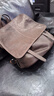 裘真植鞣羊皮信使系列豎款雙肩包大容量上班通勤休閑背包新款 咖啡色 曬單實(shí)拍圖