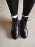 狄德拉真皮厚底馬丁靴女大碼41一43英倫風(fēng)平底短靴顯腳小軟底側拉鏈單靴 黑色/單里 42 (260mm) 標準碼 曬單實(shí)拍圖