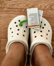 卡駱馳crocs洞洞鞋貝雅卡駱班輕便耐磨一腳蹬休閑鞋|205089 冬日白/彩色-1LI 39 (240mm) 曬單實(shí)拍圖