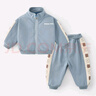 嬰兒棒球服套裝春秋款寶寶長(cháng)袖拉鏈卡通兩件套男童洋氣秋裝衣服2-3歲 淺藍色 100 曬單實(shí)拍圖