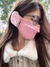 七色紡保暖口罩女秋冬季防風(fēng)防寒護耳口罩女士電動(dòng)車(chē)騎行面罩 粉色 曬單實(shí)拍圖
