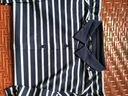 橫行道翻領(lǐng)條紋寬松長(cháng)袖休閑莫代爾棉開(kāi)衫T恤2026新款春裝女衣 藍大白小 XL 曬單實(shí)拍圖