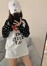 設計感愛(ài)心波點(diǎn)插肩長(cháng)袖T恤女秋季韓系chic小眾寬松早秋單穿上衣 白色 L 曬單實(shí)拍圖