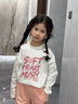千丫丫女童長(cháng)袖t恤純棉打底衫春秋2026新款中大童兒童女孩百搭上衣春裝 白色-粉色字母 150 cm 曬單實(shí)拍圖