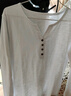 LOVER RUCCI純棉長(cháng)袖t恤女寬松V領(lǐng)2026年新款秋裝竹節棉上衣春秋白色打底衫潮 白色 3XL 曬單實(shí)拍圖