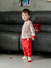 巴拉巴拉【balaOne】童裝嬰兒家居套裝紅色新年拜年服冬款保暖睡衣 白紅色調00316 90 曬單實(shí)拍圖