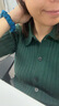 優(yōu)衣庫女裝羅紋POLO領(lǐng)針織開(kāi)衫/短袖空調衫通勤479968 55 青綠色 M /160/84A 曬單實(shí)拍圖