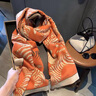 viney披肩女圍巾秋冬波西米亞斑馬紋多功能雙面披風(fēng)生日禮物送女友老婆 橙色-高端禮盒裝 曬單實(shí)拍圖