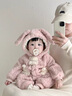 G.DUCKKIDS小黃鴨童裝嬰兒衣服秋冬加絨新生兒連體衣寶寶冬裝棉服毛毛衣外套 杏色 80cm 80碼7-11月(建議寶寶75-)cm 曬單實(shí)拍圖