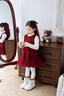 班喜迪女童連衣裙秋裝2025新款洋氣兒童公主裙周歲女寶寶禮服裙子秋冬 紅色 帶頭紗 110 曬單實(shí)拍圖