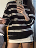 佐敘黑白條紋圓領(lǐng)衛衣女秋冬2025新款寬松顯瘦休閑百搭慵懶風(fēng)外套上衣 黑白條紋 M （80-100斤） 曬單實(shí)拍圖