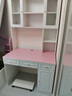 富凱上諾【包送裝】書(shū)桌書(shū)架組合書(shū)柜一體電腦臺式桌實(shí)木家用簡(jiǎn)約學(xué)習桌 【實(shí)木生態(tài)板】帶書(shū)柜粉色桌面 長(cháng)100寬58高188 曬單實(shí)拍圖