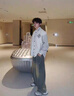 Homlean牛仔褲男士秋季高街直筒美式復古寬松闊腿休閑褲子HX02懷舊藍L 曬單實拍圖