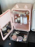納份愛化妝品收納盒桌面高級(jí)感護(hù)膚品置物架防塵大容量梳妝臺(tái)鏡子收納柜 櫻花粉-帶鎖小冰箱化妝柜【3色LED鏡】 曬單實(shí)拍圖
