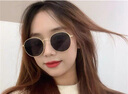 槿城 劉仁娜同款墨鏡女夏季防曬小臉款ins復古圓臉眼鏡太陽(yáng)鏡381 金框黑灰片 曬單實(shí)拍圖