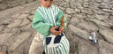 kocotreeKK樹(shù)兒童畫(huà)畫(huà)罩衣幼兒園圍裙寶寶吃飯圍兜防水防臟反穿美術(shù)生專(zhuān)用 薩利青 XL碼：建議身高110-125cm 曬單實(shí)拍圖